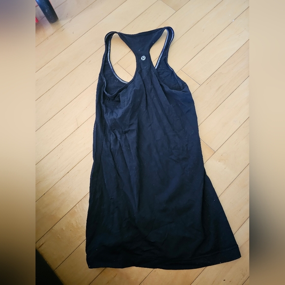 Lululemon cool racerback tank top black with white stitching size 4 - Picture 2 of 4